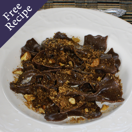 Goodness Me Chocolate Farfalle with Walnut Crumble