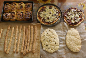 Chelsea buns, pizza, grissini, and focaccia y Goodness Me Gluten Free